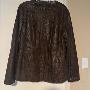 Dana Buchman Textured Dark Brown faux Leather Jacket
